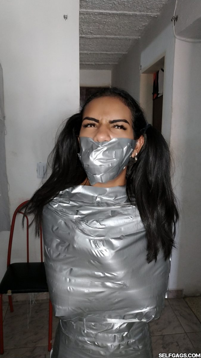 Duct Tape Wrap Gagged Latina Mummy Tape Gagged